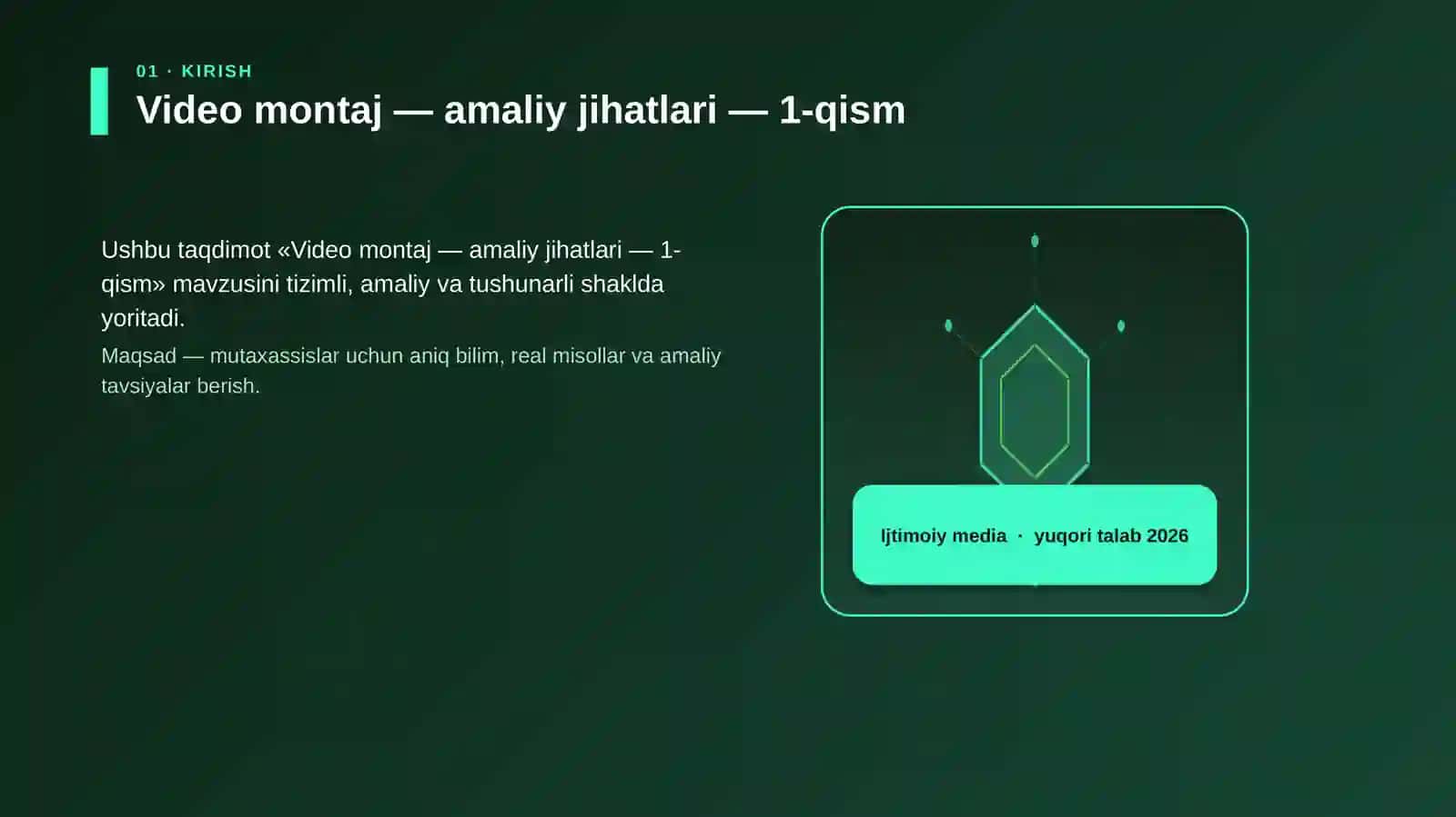 Video montaj — amaliy jihatlari — 1-qism 3