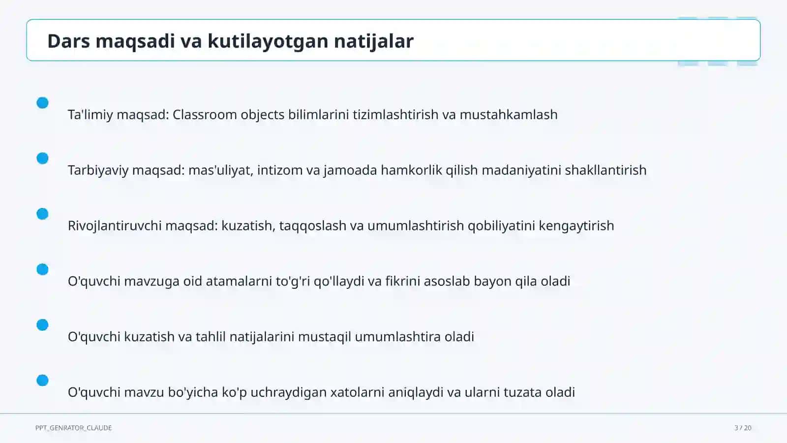 Classroom objects (2-sinf) 3