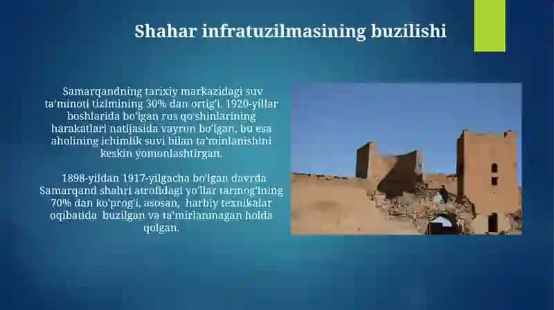 Samarqand shahridagi me'morchilik yodgorliklarining ahvoli 3