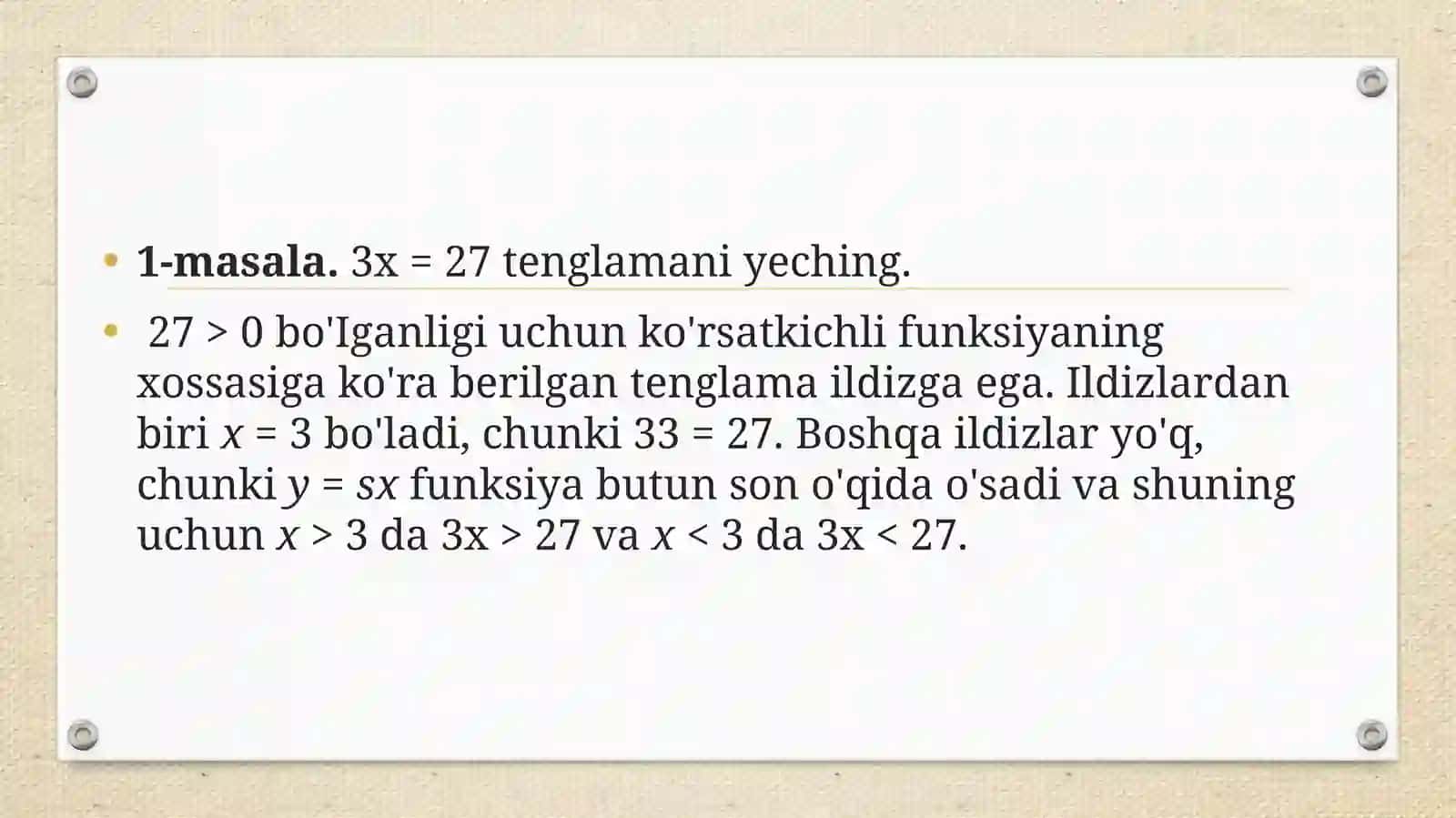 Ko'rsatkichlitenglamalar 3