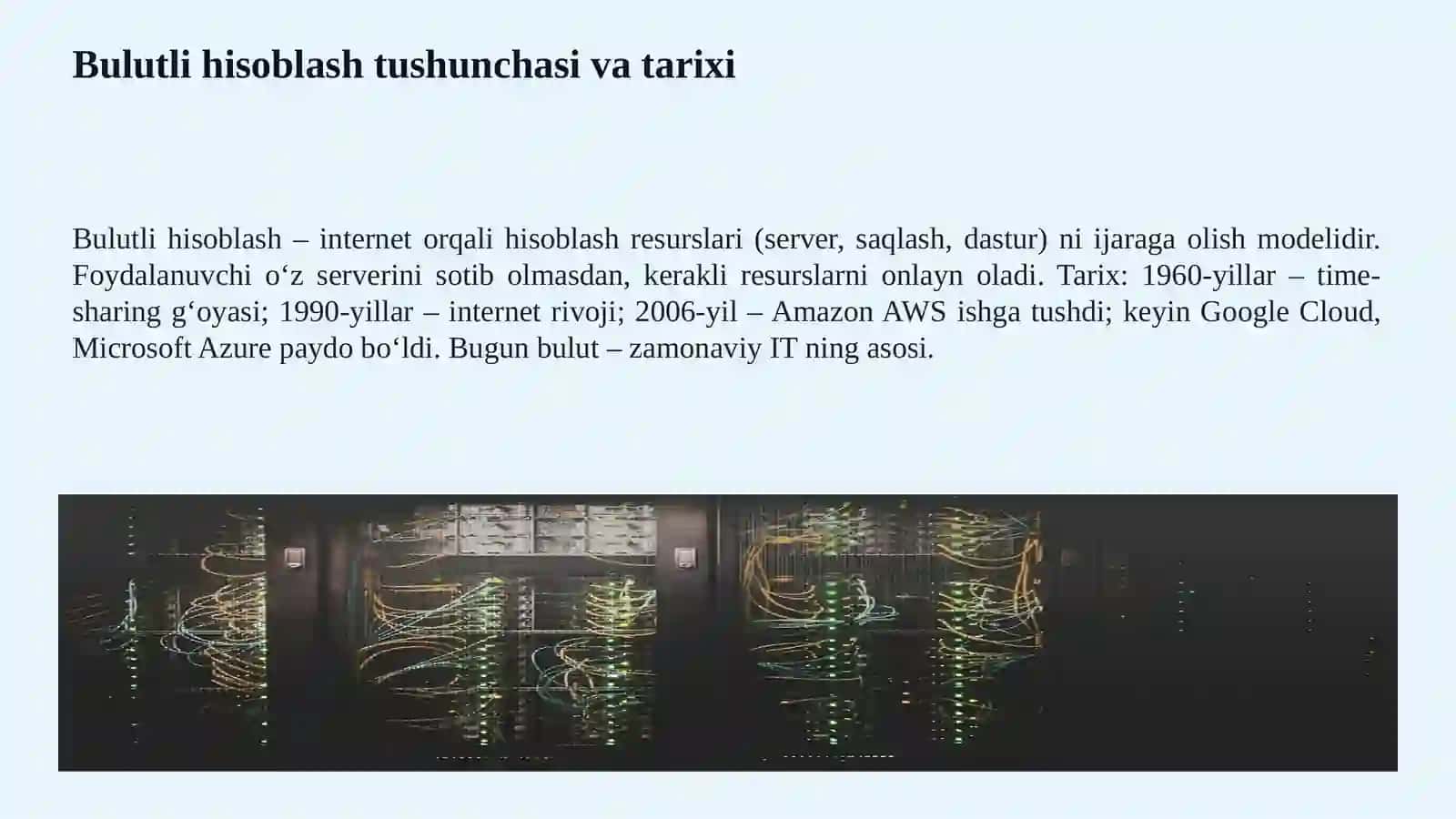 BULUTLI TEXNOLOGIYALAR VA BULUTLI HISOBLASH 3