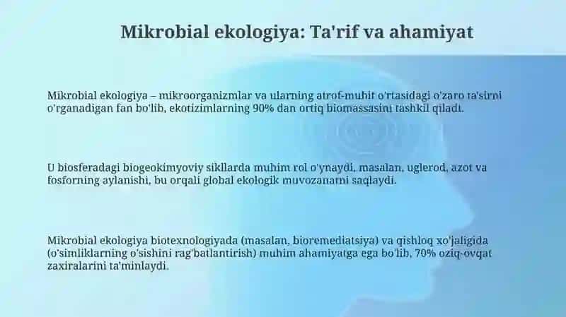 Mikrobial ekologiya: Ta'rif va ahamiyat 3
