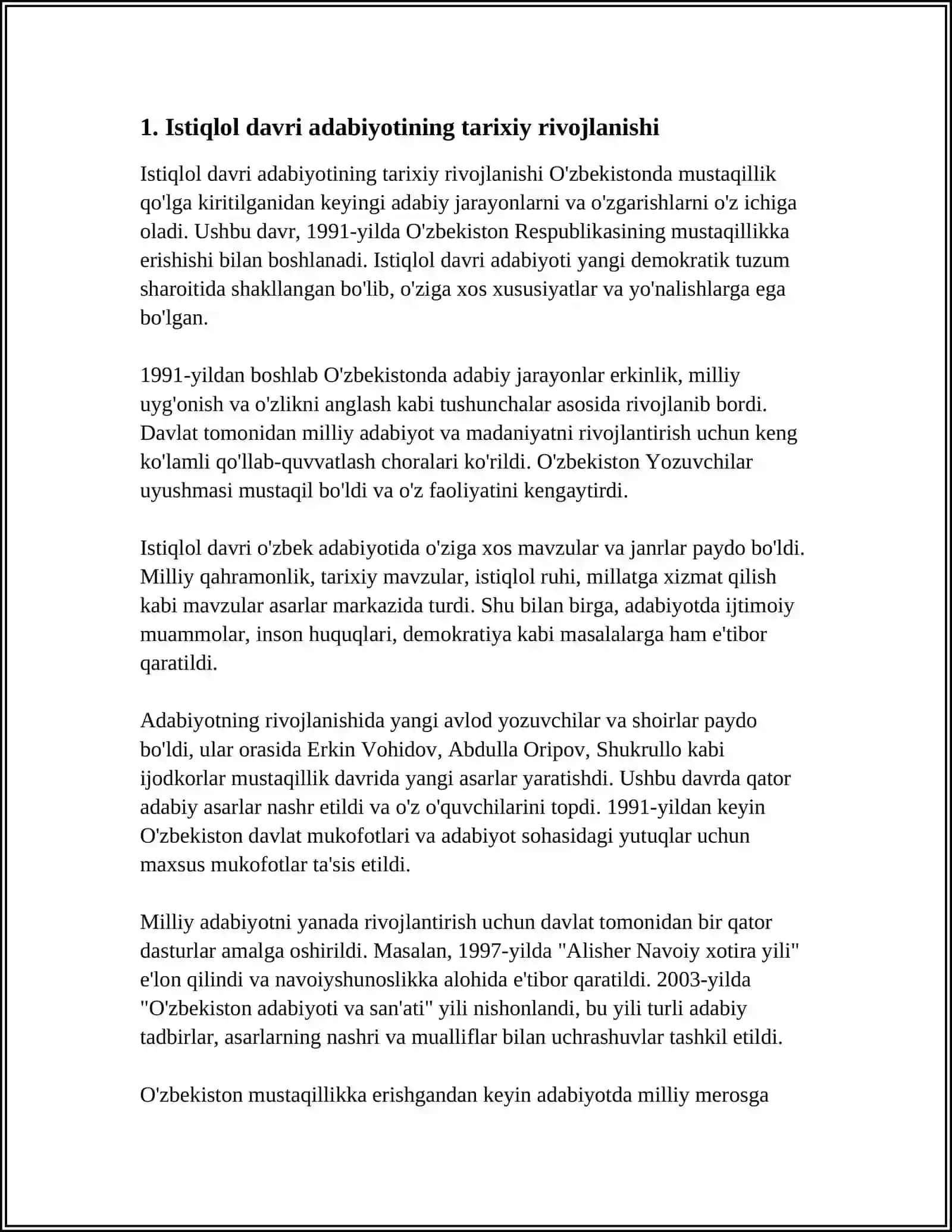 ISTIQLOL DAVRI ADABIYOTI NAMUNALARINI O'QISH VA TAHRIR QILISH 3