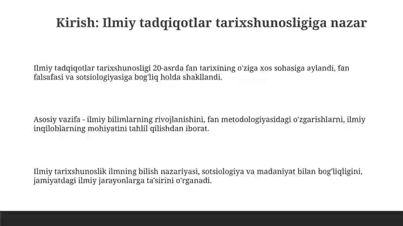 Ilmiy tadqiqotlarning tarixshunosligi natijalari 3