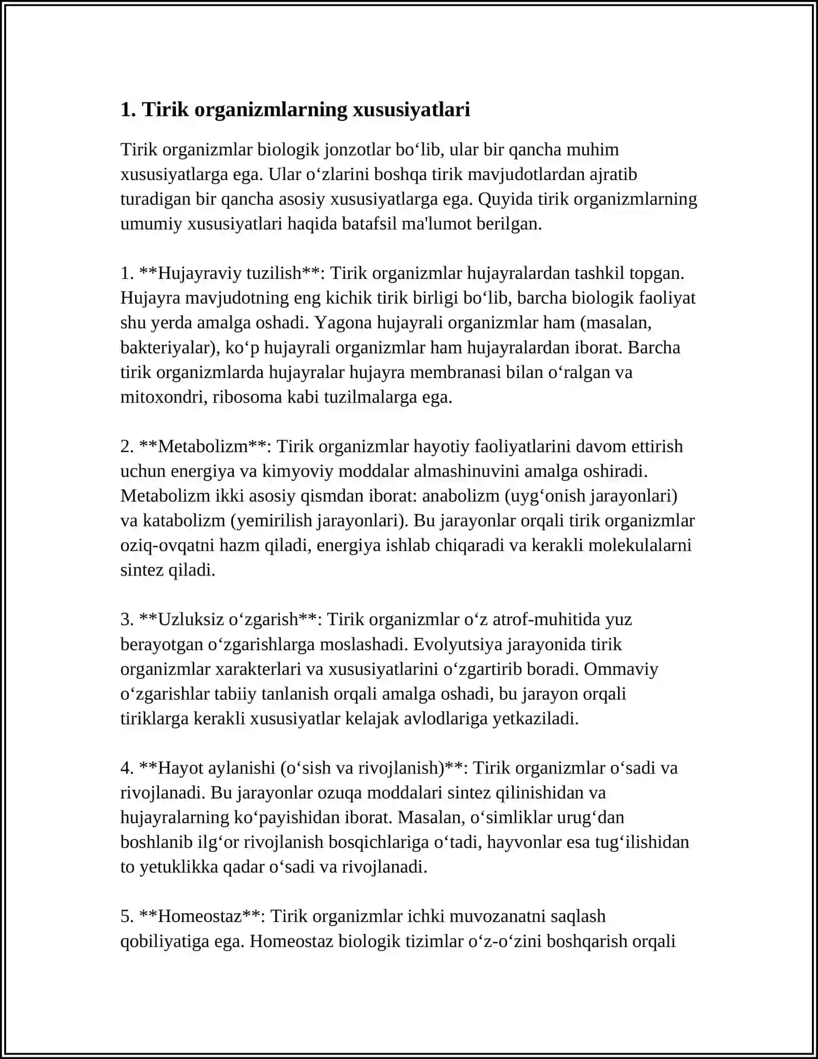 TIRIK ORGANIZMLARNING O' O'ZINI BOSHQARISH MAVZUSINI O'QITISHDA MODULLI TA'LIM TEXNOLOGIYASIDAN FOYDALANISH 3
