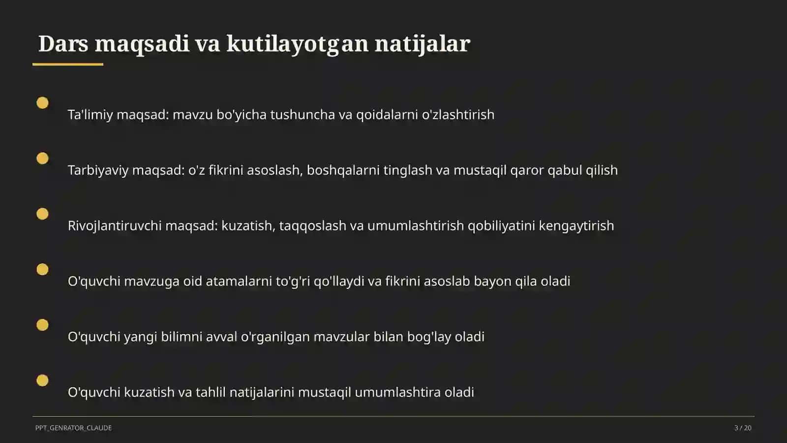 Sinf soati va tarbiyaviy tadbirlar (1– 11) — o'qituvchilar uchun 3
