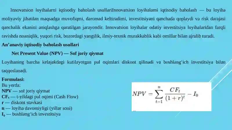 INNOVATSION LOYIHALARNI BAHOLASH USLUBIYOTI 3