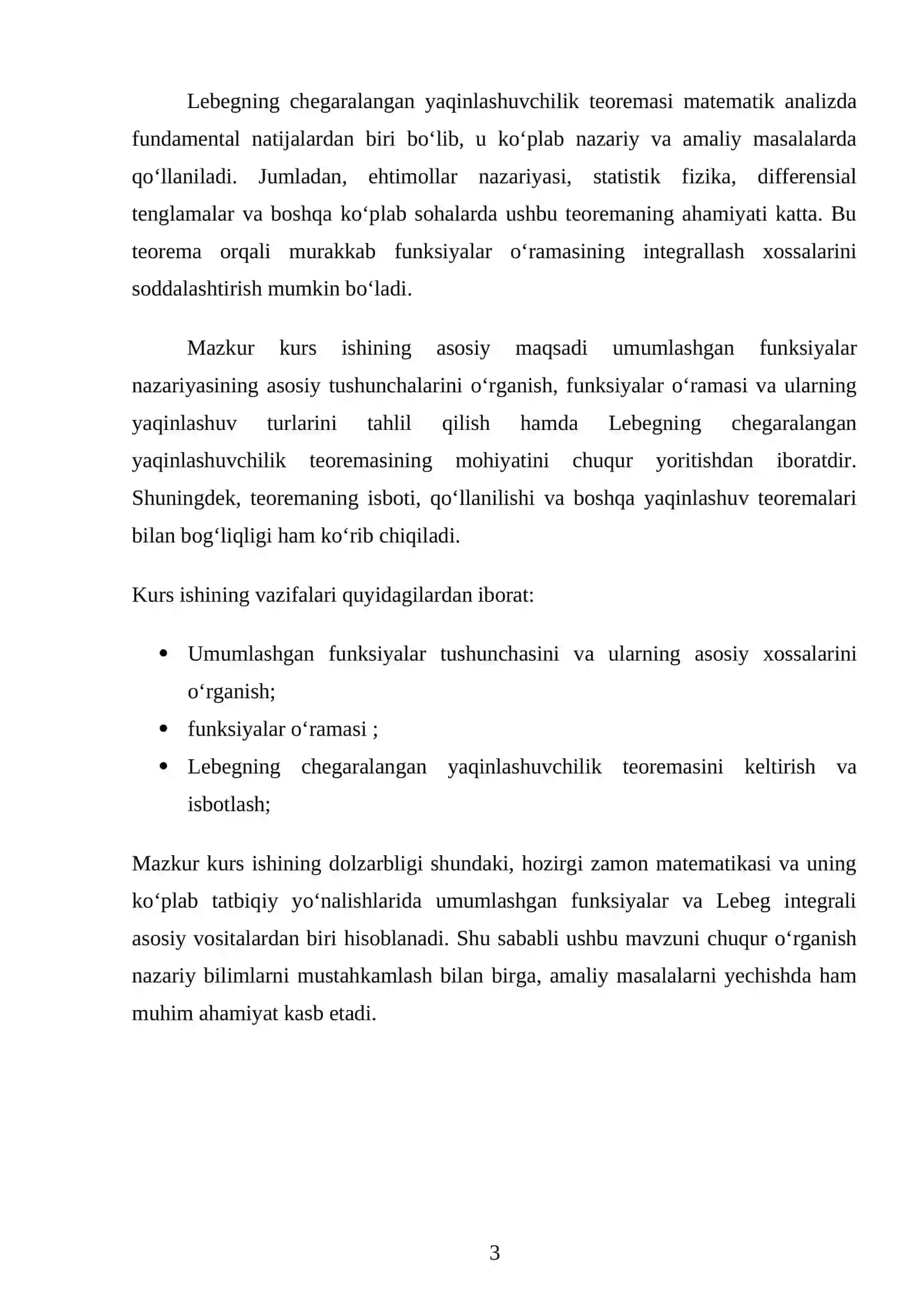 Umumlashgan funksiyalar o'ramasi . Chegaralangan yaqinlashuvchilik haqida Lebeg teoremasi 3