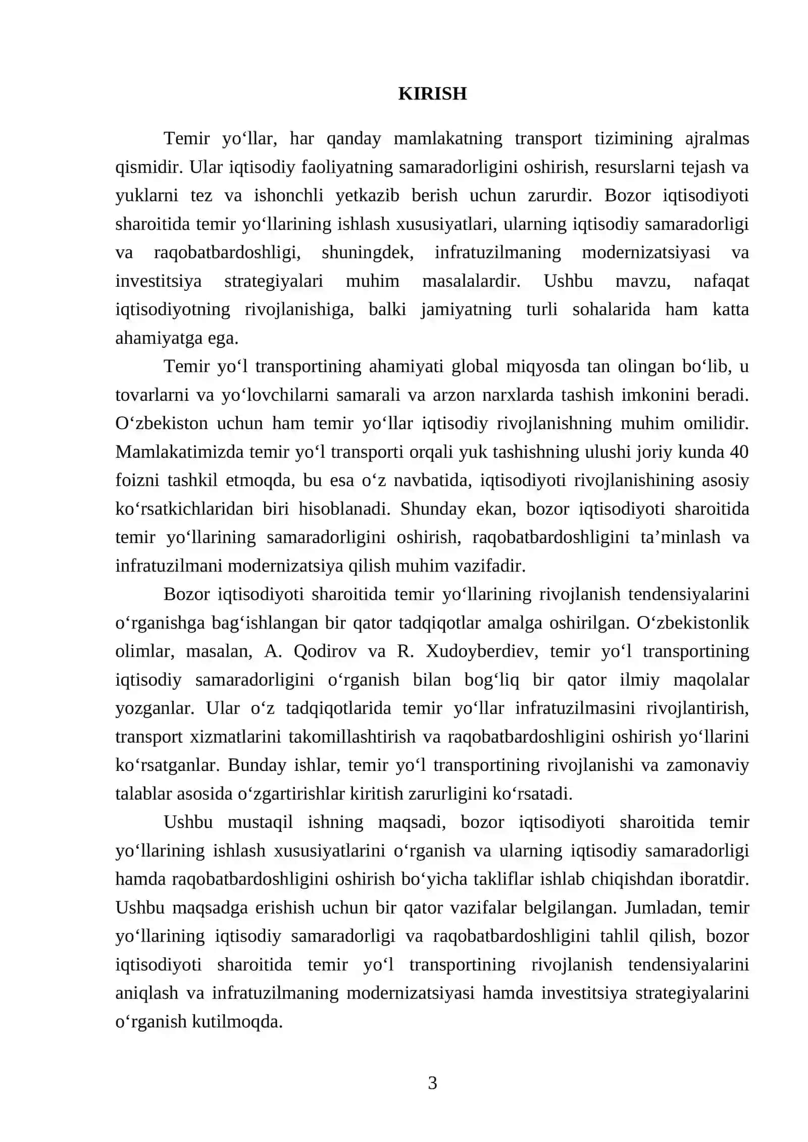 Bozor iqtisodiyoti sharoitida temir yoʻllarining ishlash xususiyatlari 3
