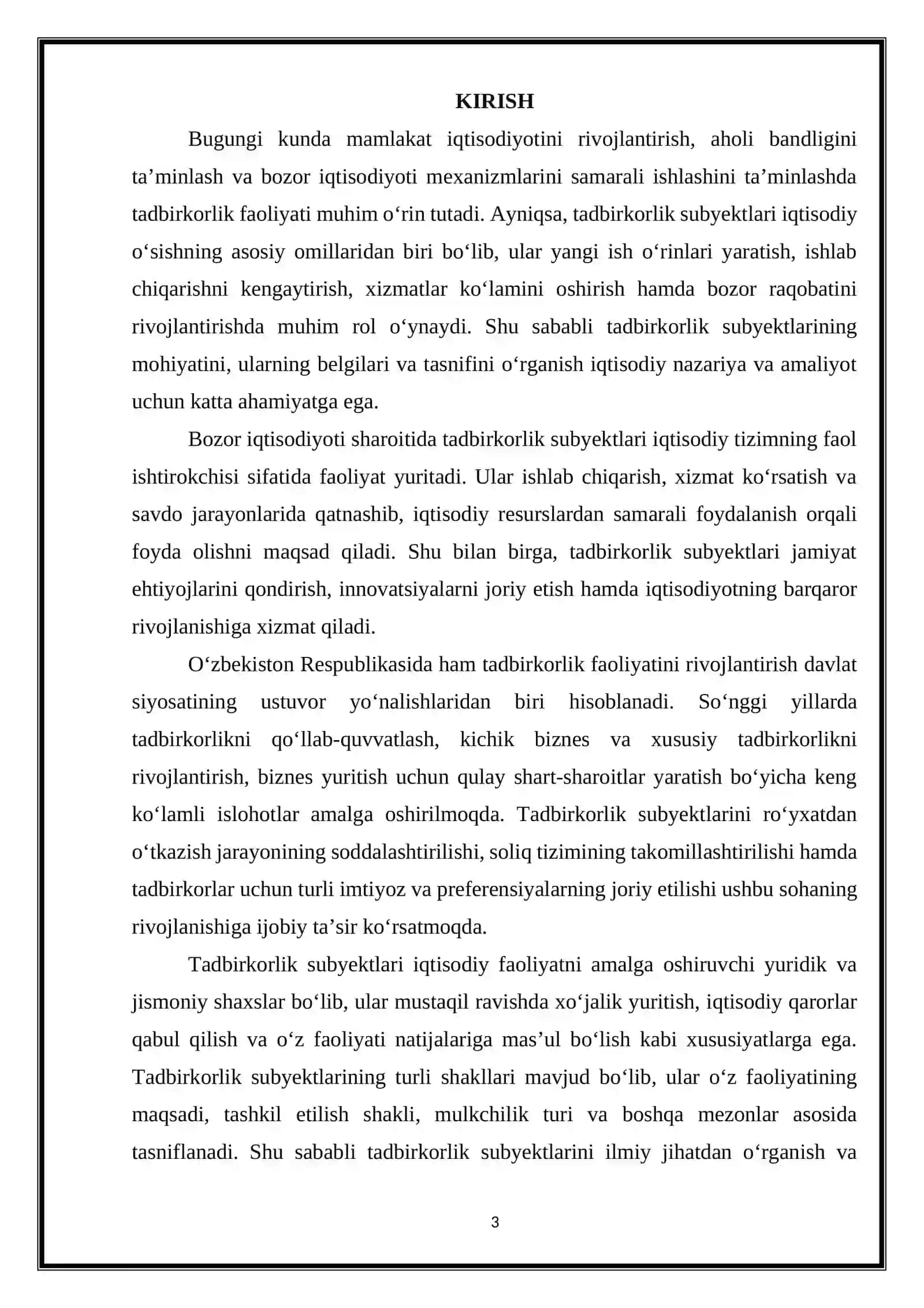 TADBIRKORLIK SUBYEKTI TUSHUNCHASI, BELGILARI VA TASNIFI 3