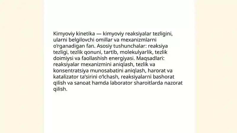 Kimyoviy kinetika. Reaksiya tezligini ifodalash 3