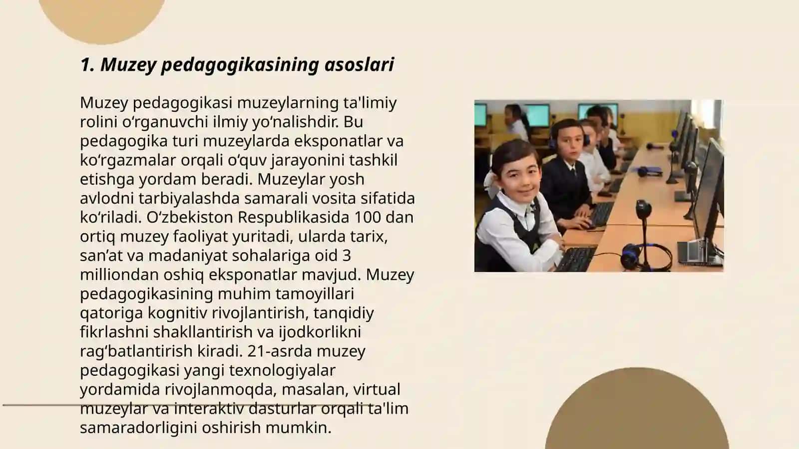 Muzey pedagogika taʼlim va tarbiya nazariyasi hamda pedogogika talimi Aqchaboev Jahongir 3