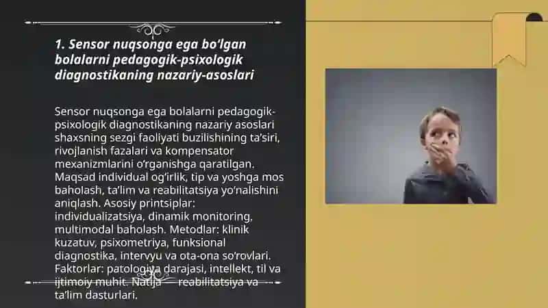 Sensor nuqsonga ega boʻlgan bolalarni pedagogik-psixologik diagnostikalash 3