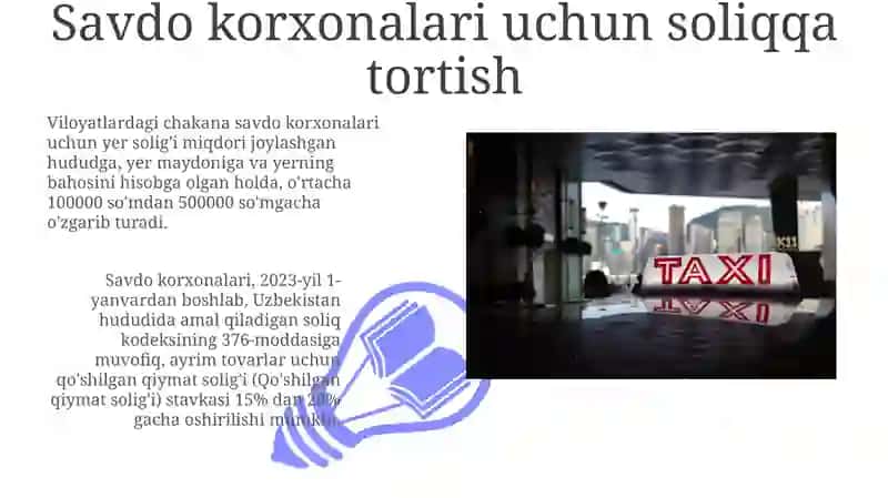Savdo korxonalari uchun soliqqa tortish 3
