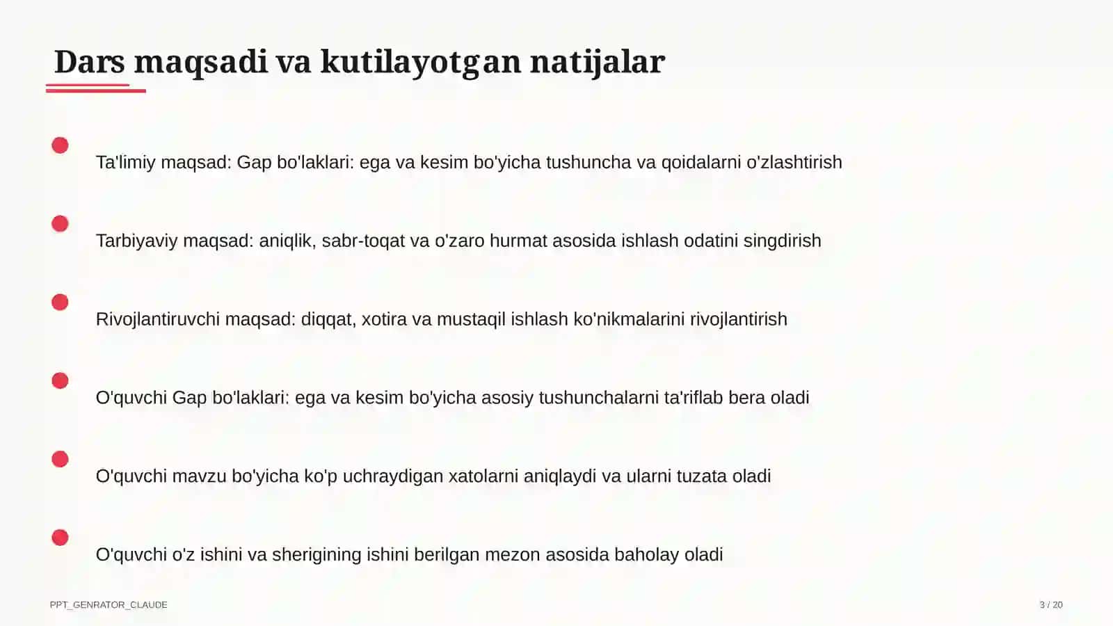 Gap bo'laklari: ega va kesim (4-sinf) 3