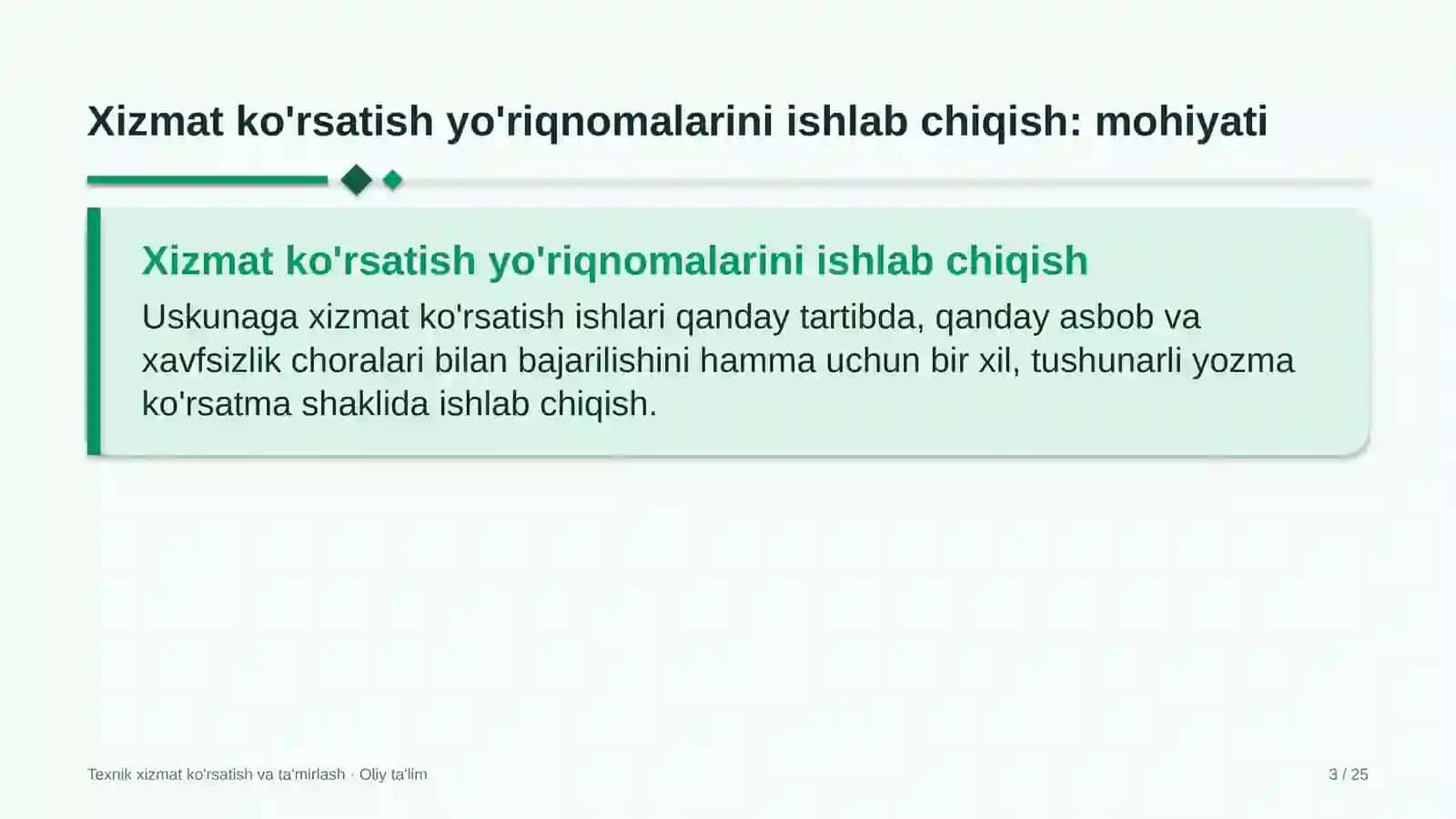 yog'ochni qayta ishlash korxonalarida texnik xizmat ko'rsatish yo'riqnomalarini ishlab chiqish 5156 3
