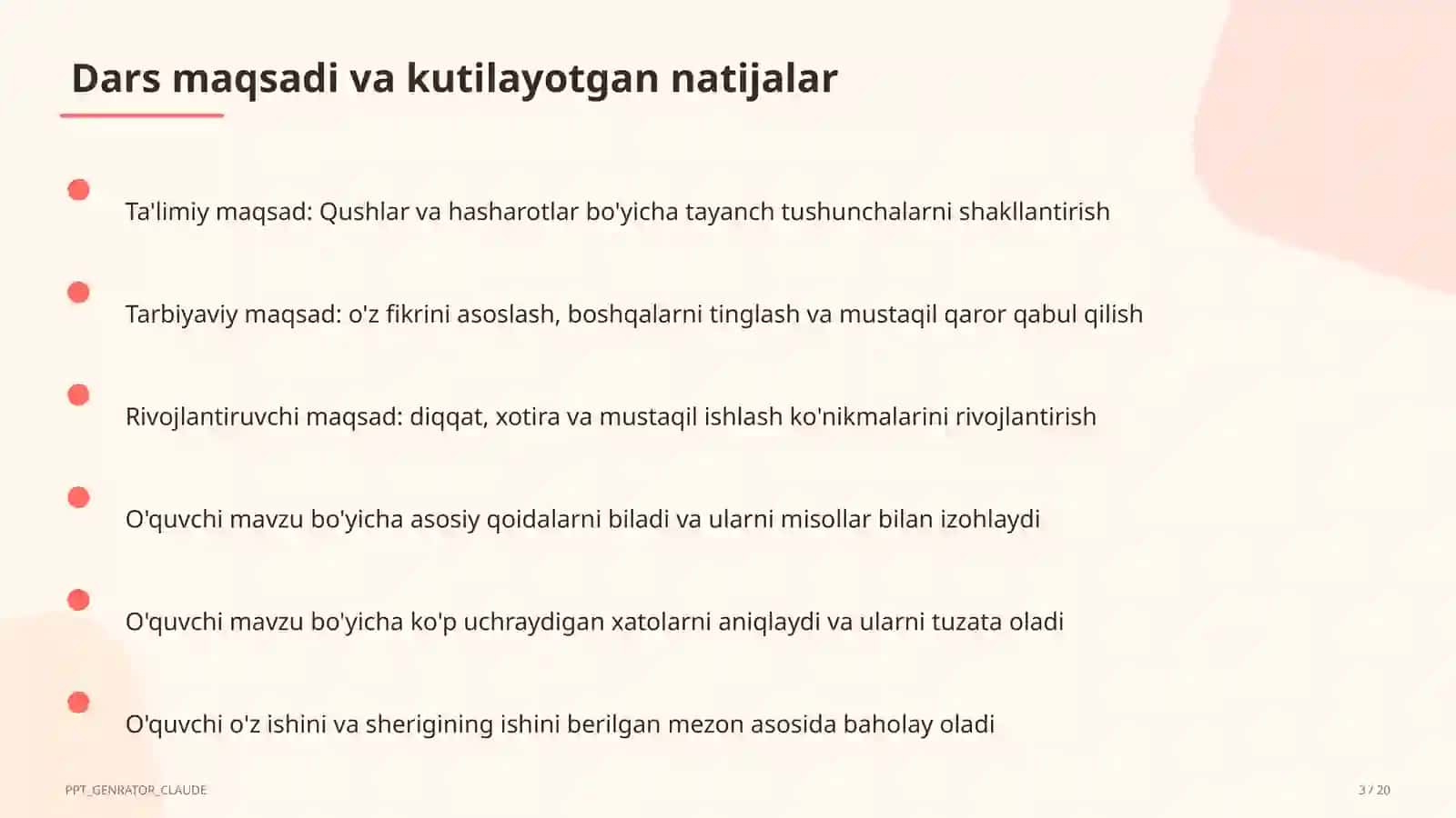 Qushlar va hasharotlar (2-sinf) 3