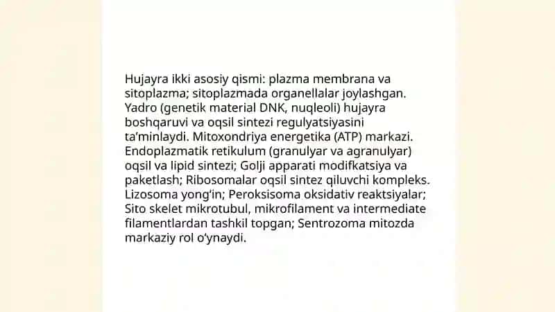Hujayra tuzilishi va organellalar 3