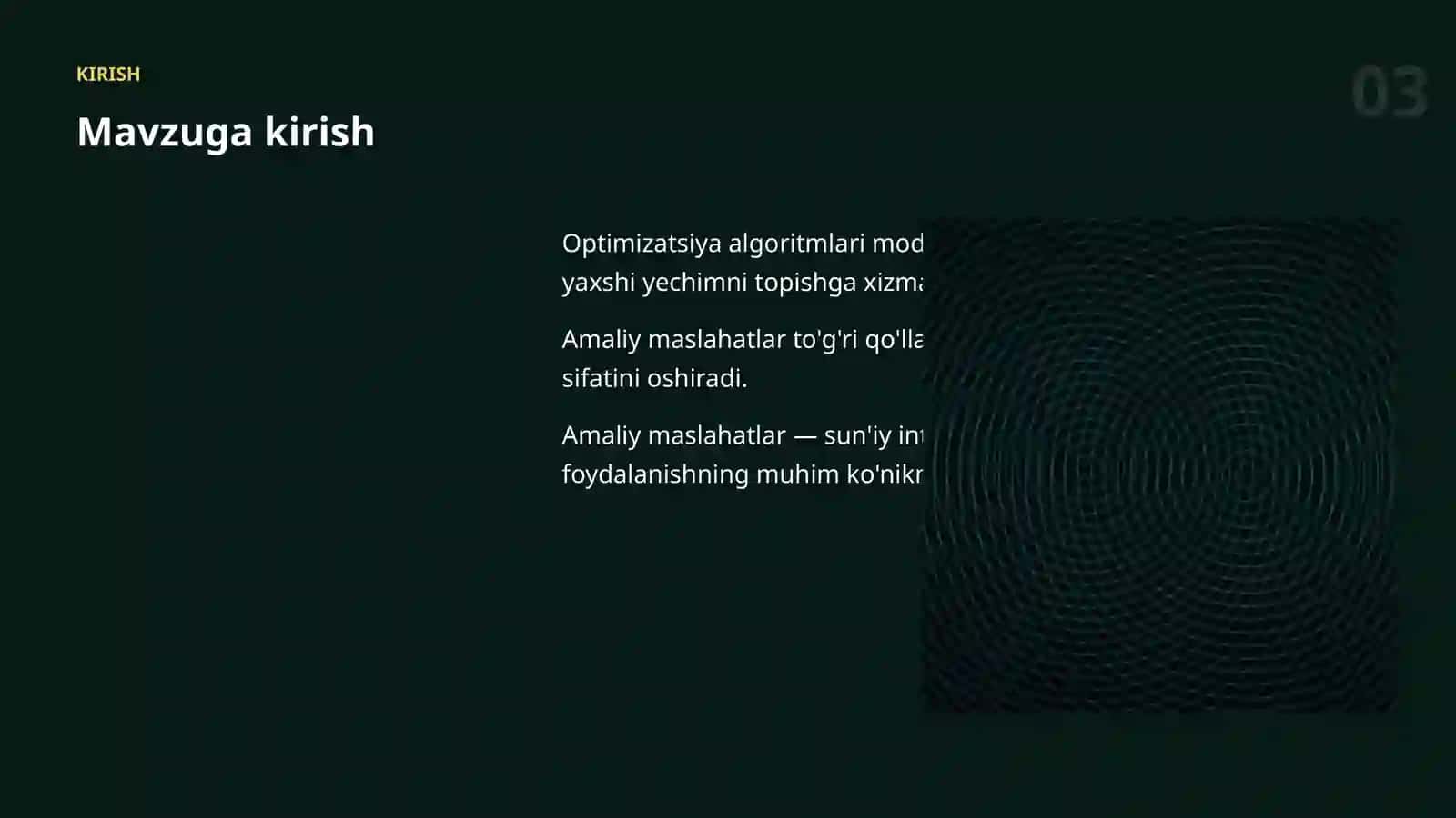 OPTIMIZATSIYA ALGORITMLARI 3
