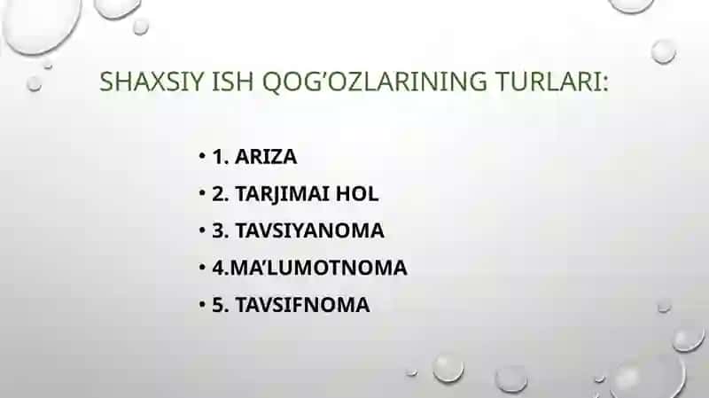 Shaxsiy ish qog’ozlari uslubi 3