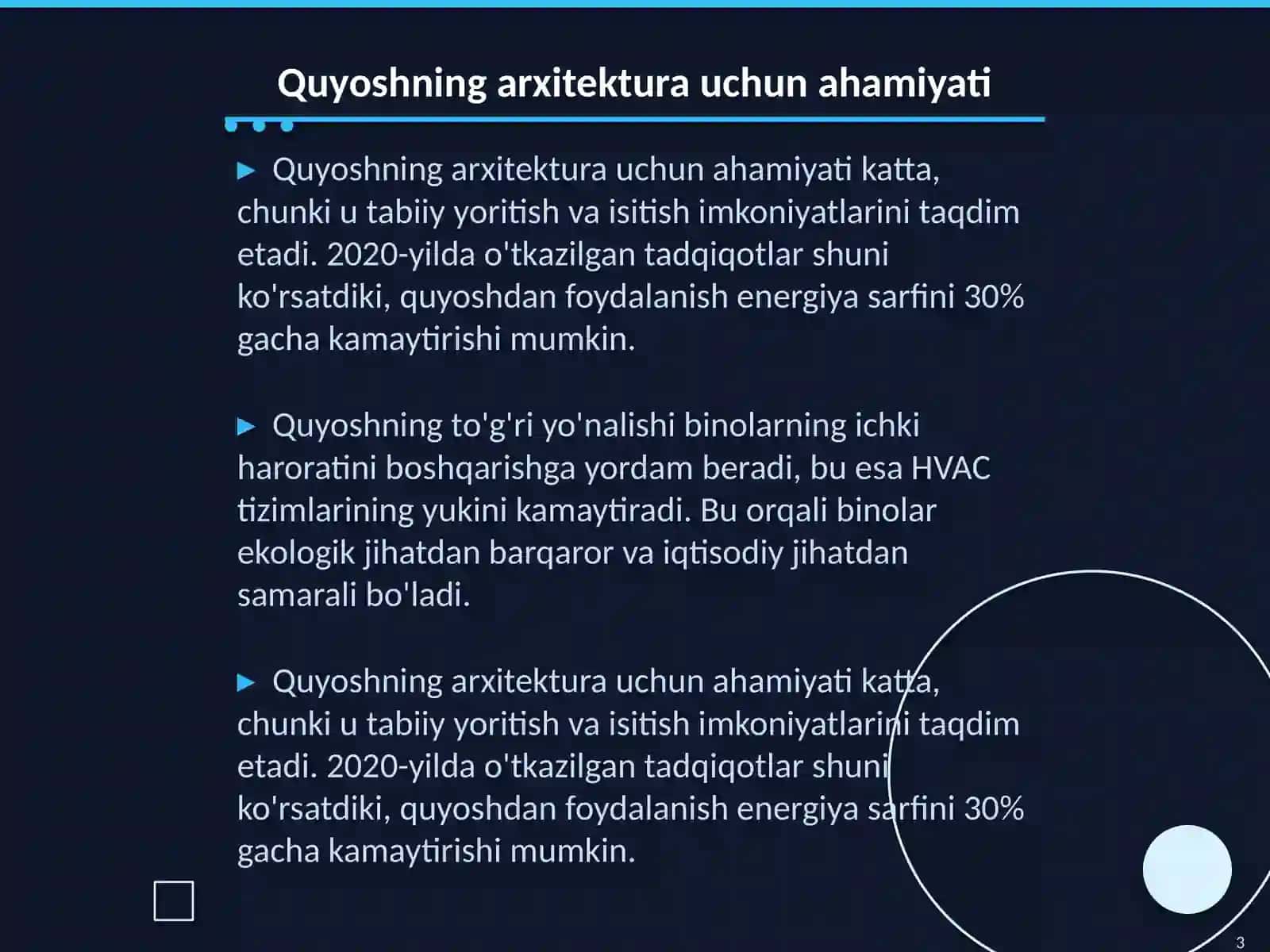 Quyoshning arxitektura uchun ahamiyati 3