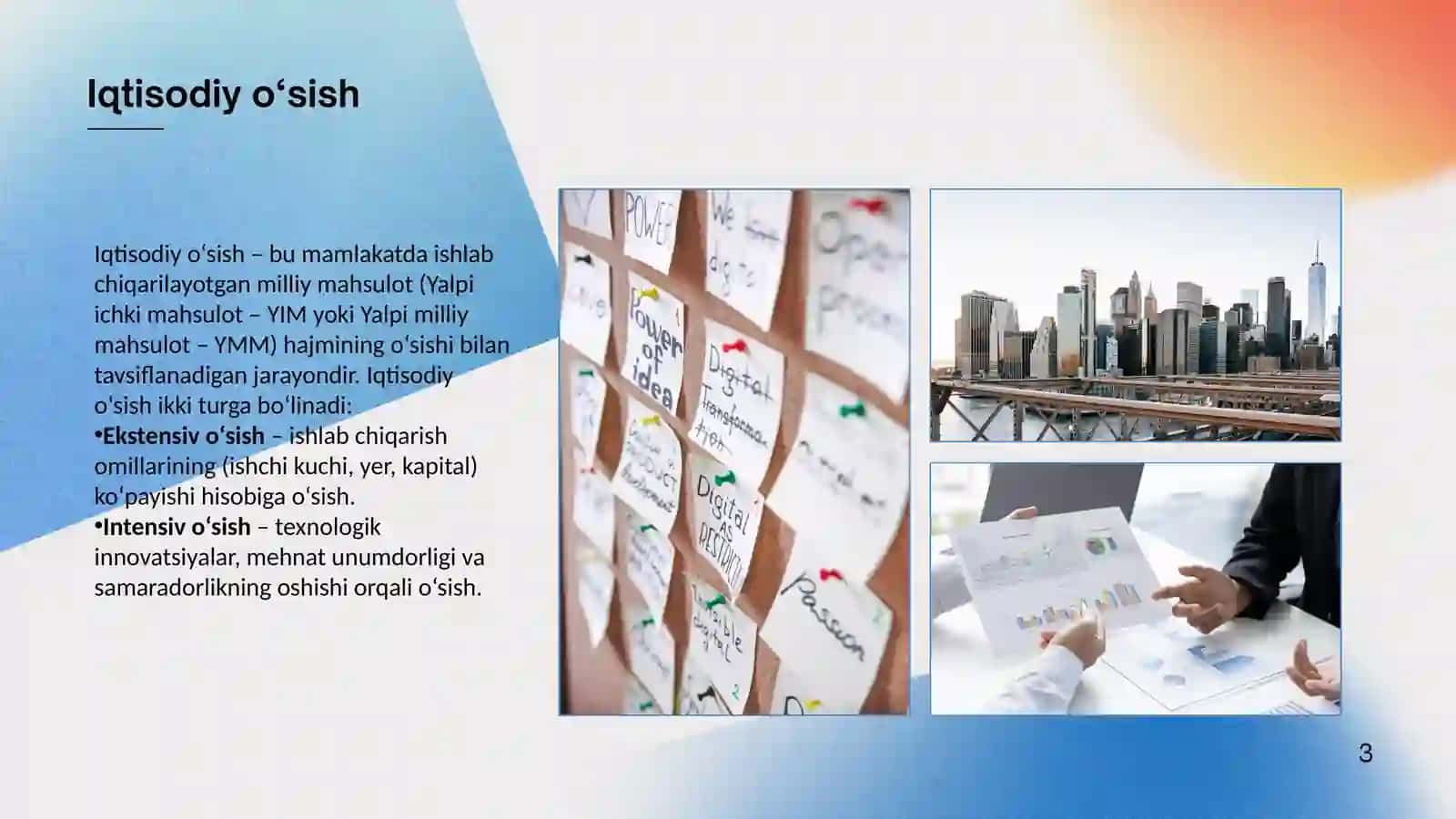 O'zbekistondagi makro iqtisodiy barqarorlik va iqtisodiy o'sish nima? 3