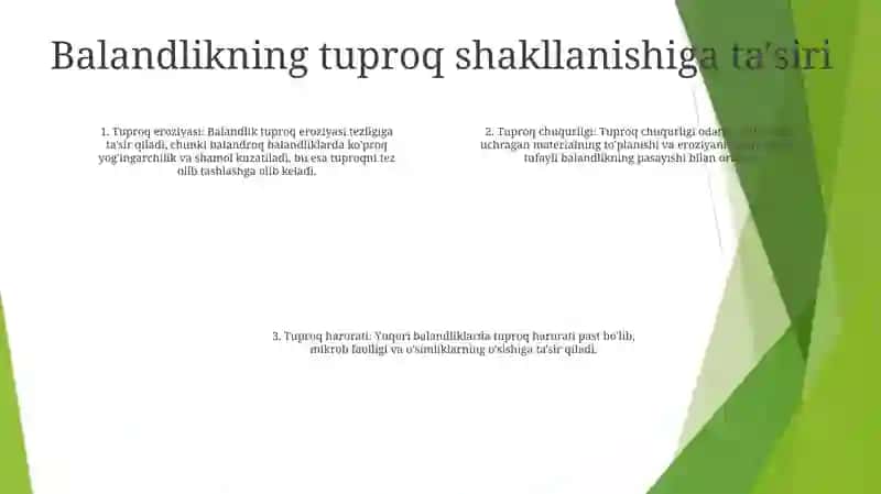 Tuproq Hosil BoʻLishida Relyefning Ahamiyati 3