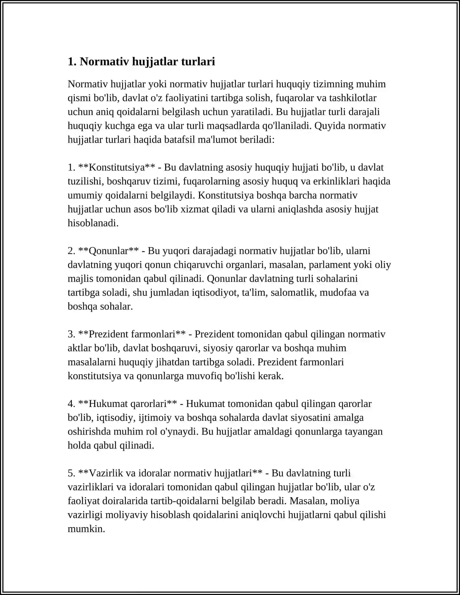NORMATIV HUJJATLAR VA YUKLARINI TASHISH TARTIBLARI OʻRGANISH 3
