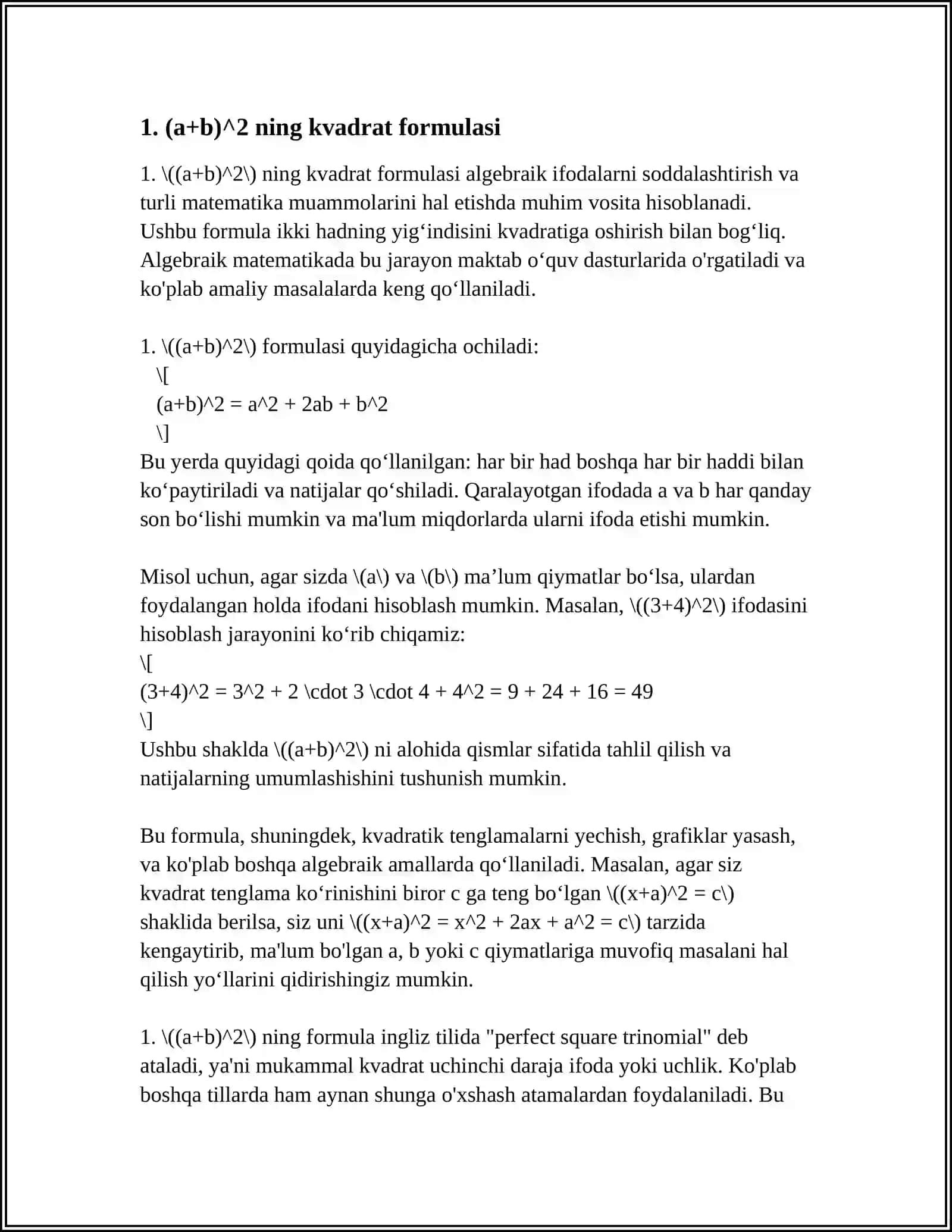 KVADRAT FORMULALAR 3