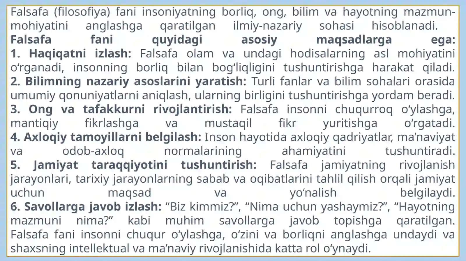 FALSAFA FANINING PREDMETI, MAZMUNI VA JAMIYATDAGI ROLI 3