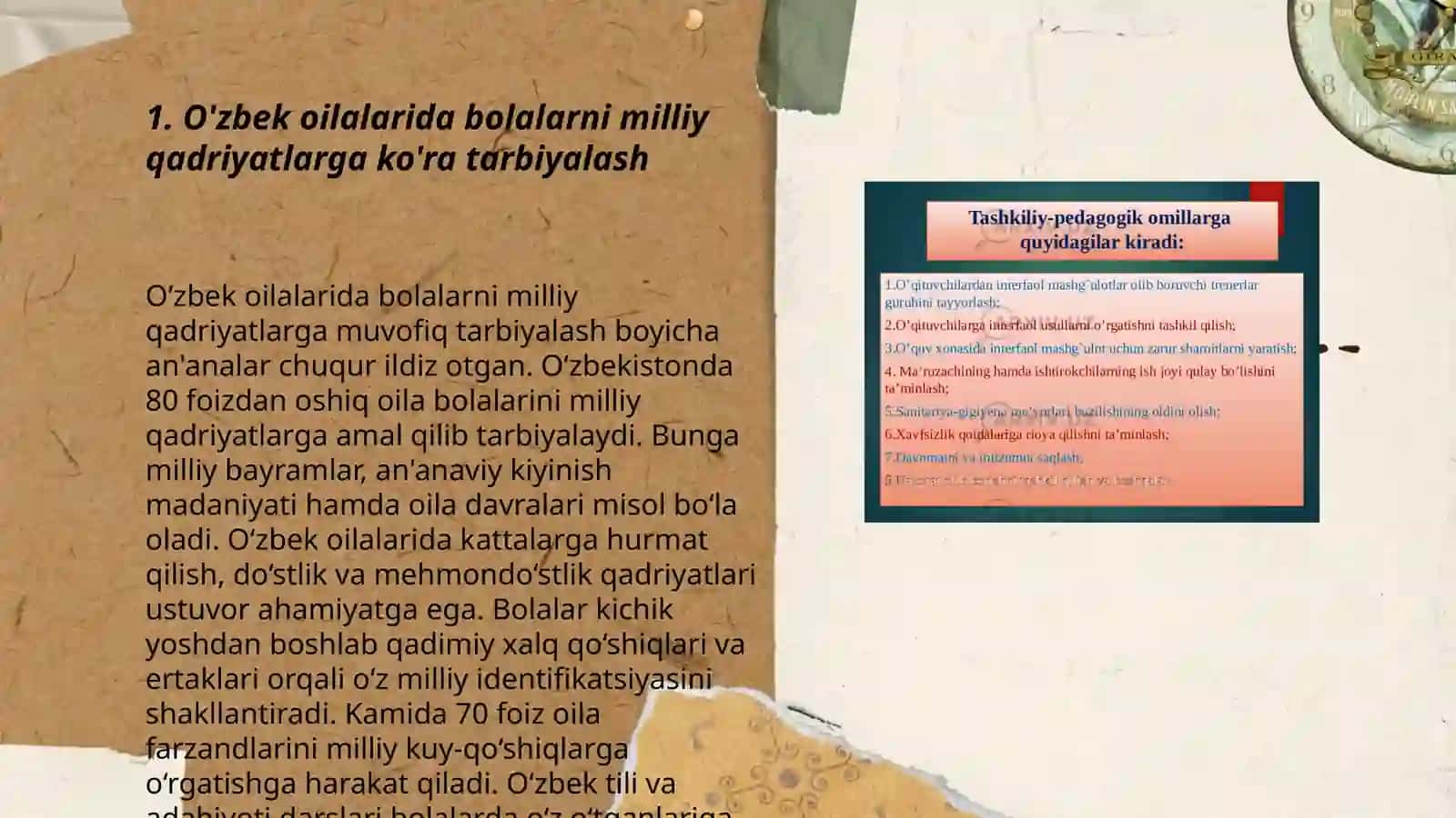 Òzbek oilalarida milliy tarbiya metodlari va vositalari Xudoyberdiyeva Ruxshona 3