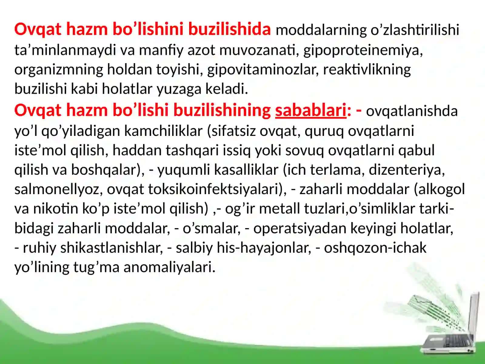 Ovqatlanishning buzilishi, jigarpatologiyasi, sabablari 3