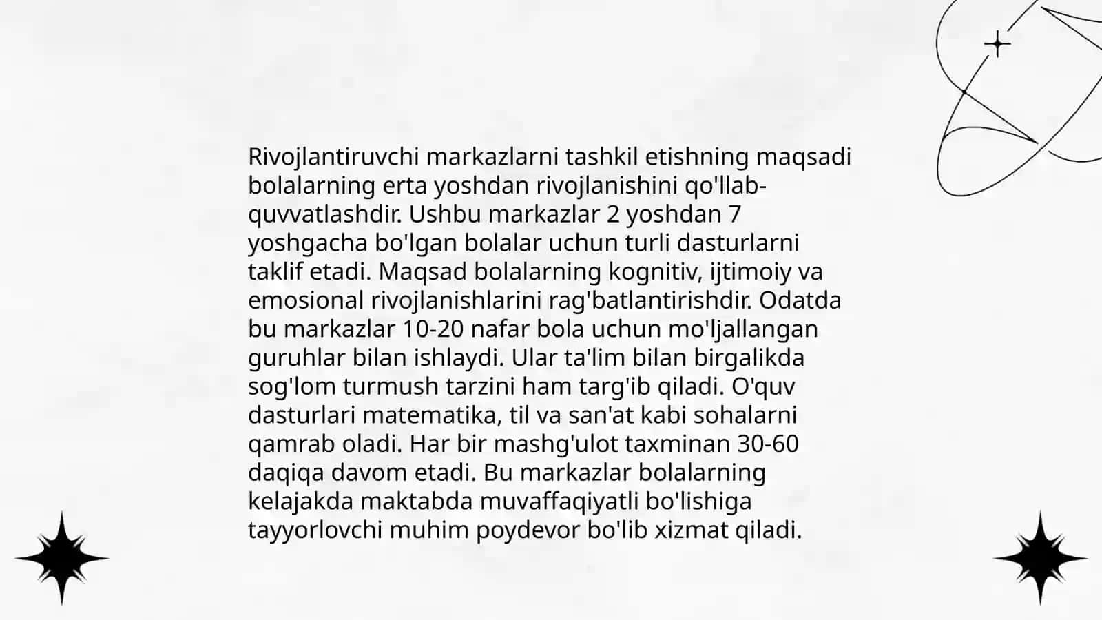 Rivojlantiruvchi markazlarda ta'limiy faoliyat va ularga qo'yiladigan talablar 3