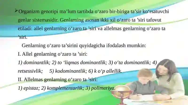 Belgilarning irsiylanish qonunlari. Irsiyat qonunlari. Genetik injeneriyaning tibbiyotdagi ro’li. An 3