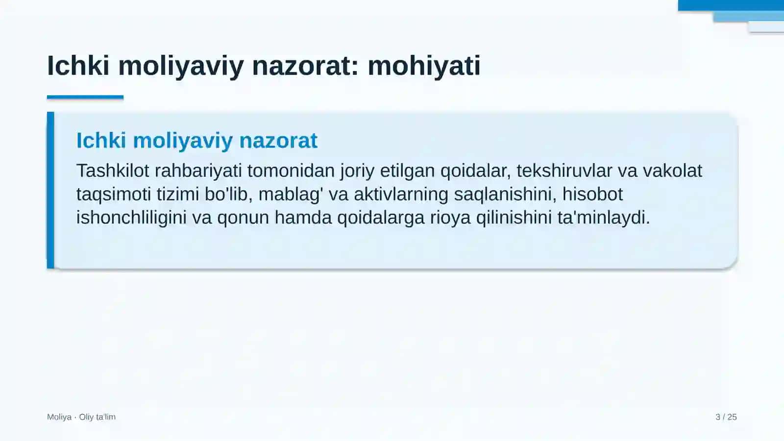 Dori vositalari ulgurji savdosida ichki moliyaviy nazorat 3