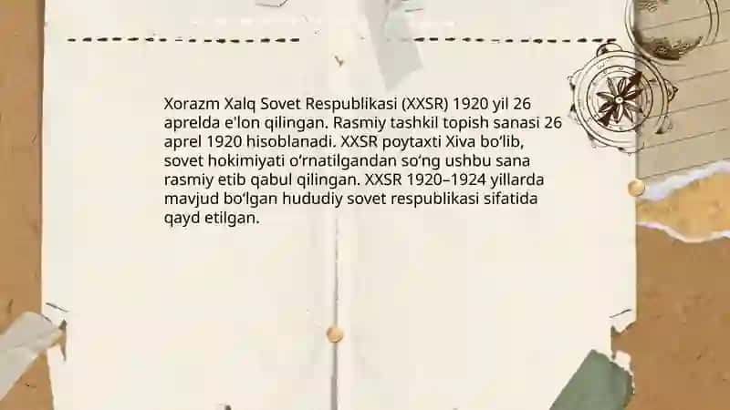 XXSR ( Xorazm Xalq Sovet Respublikasining) tashkil topishi 3