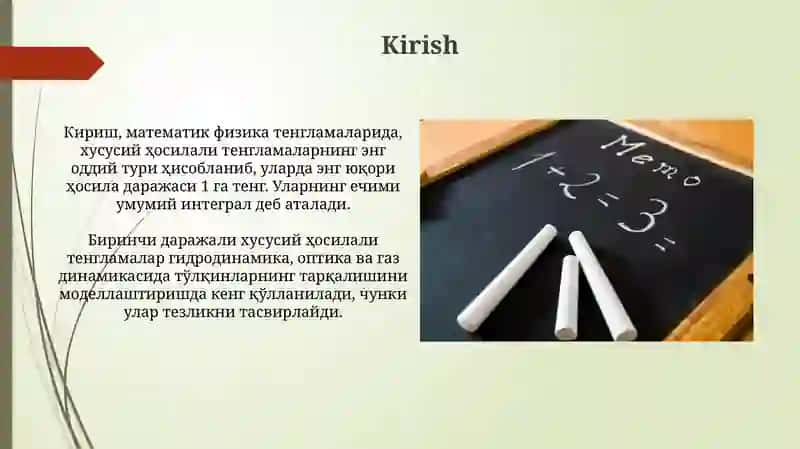 Xususiy hosilali birinchi tartibli differensial tenglamalar 3