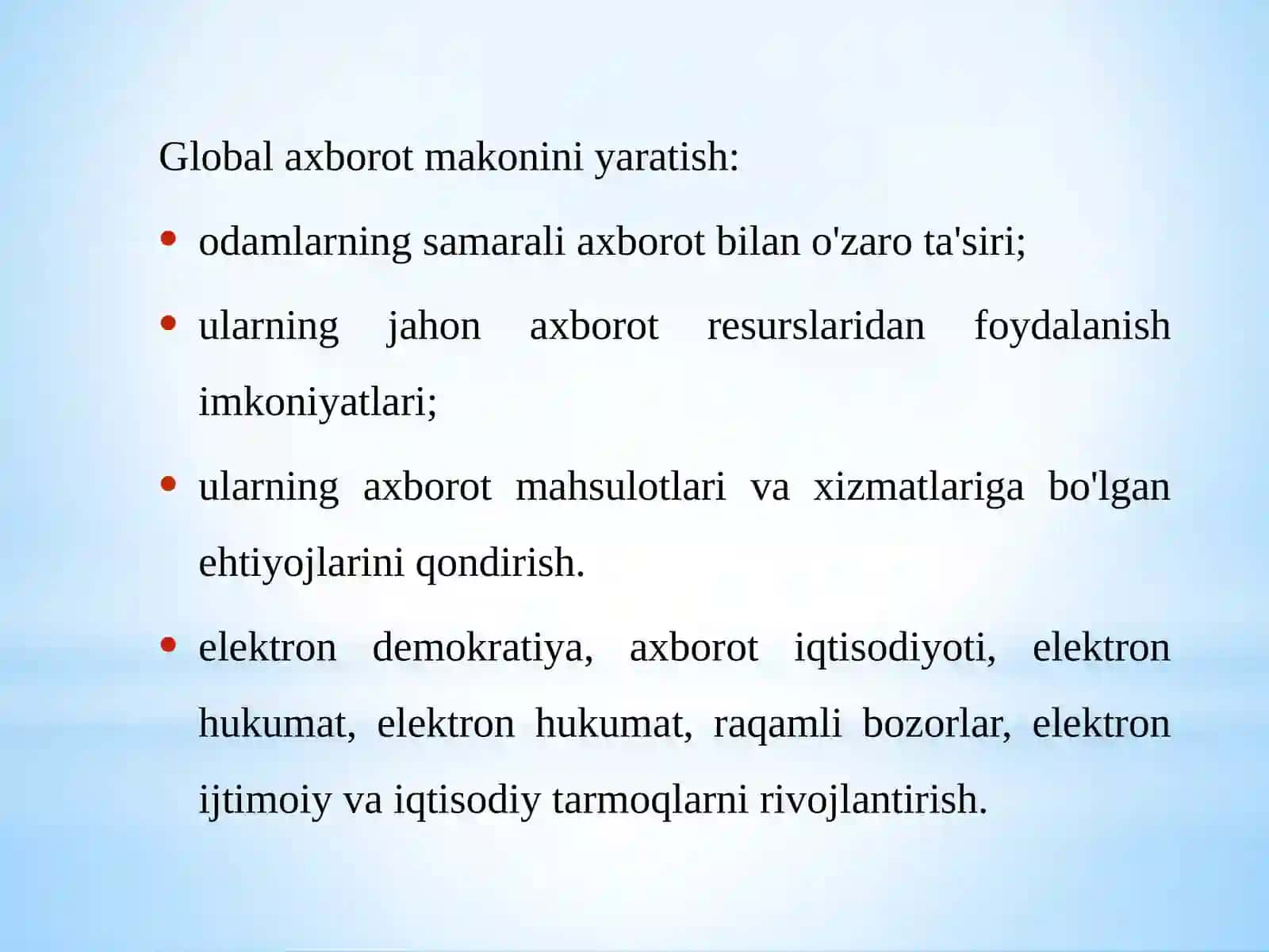 2-MA’RUZA: Raqamli jamiyat 1., shakllanishi jarayoni va muammolari 2. Axborot madaniyati va axborot jamiyati 3