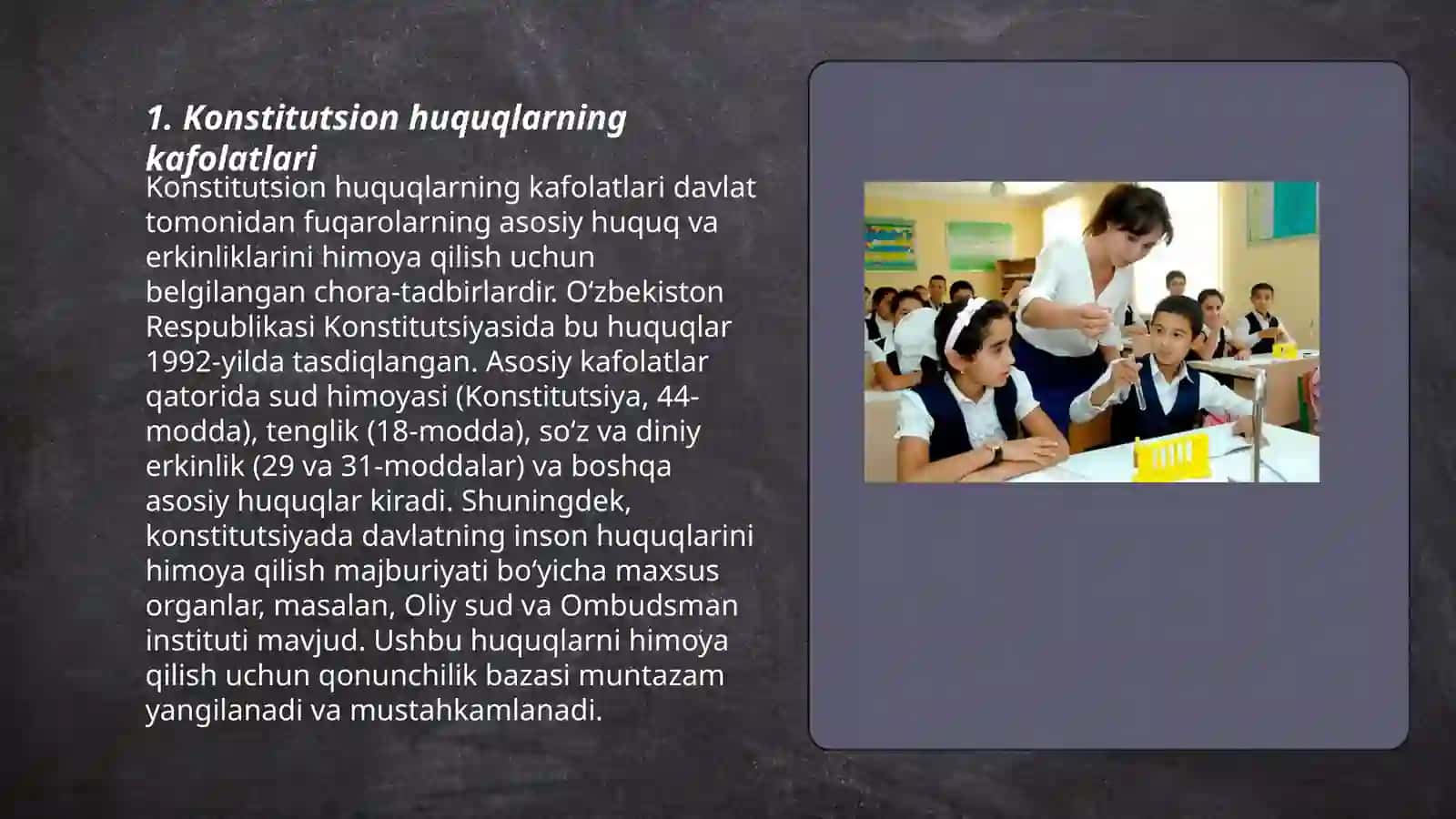 Fuqarolar huquqlari kafolatlanishini taminlovchi mexanizmlar.Fuqarolarning konstitutsiyaviy burchlari 3