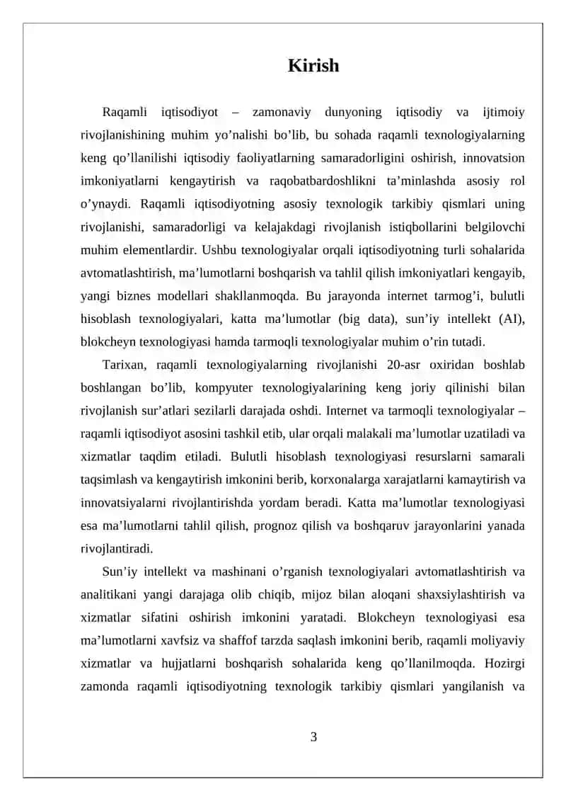 Raqamli iqtisodiyotning asosiy texnologik tarkibiy qismlar 3