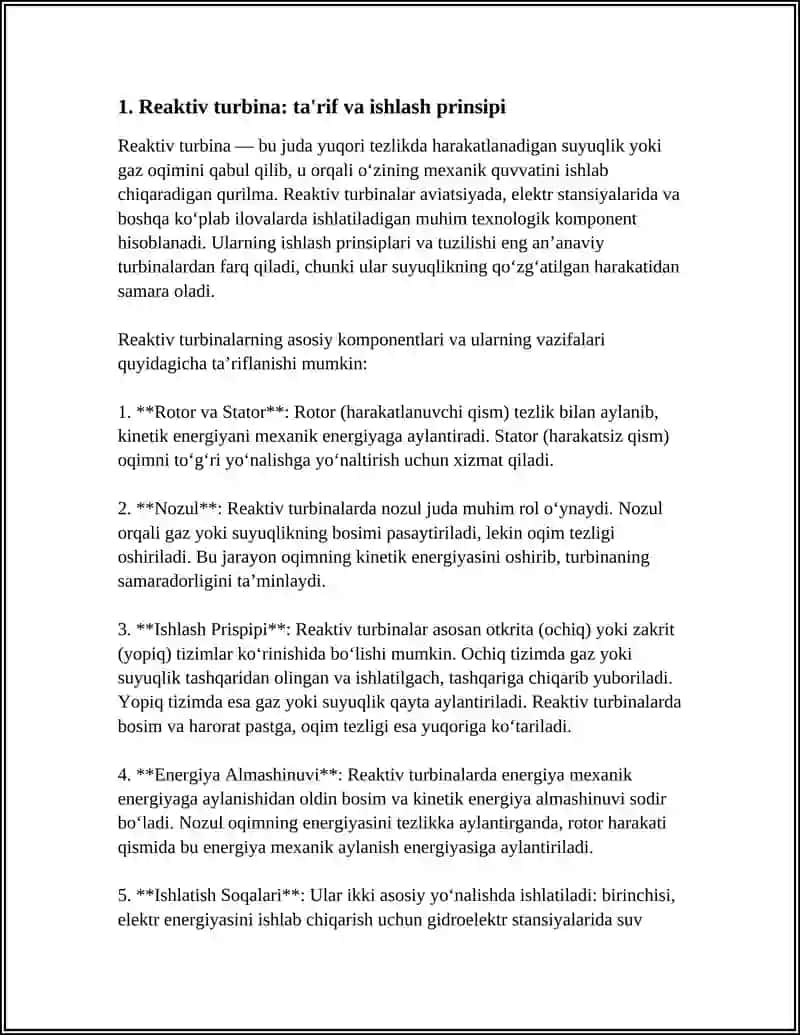 REAKTIV TURBINALARNI TUZULISHI VA ISHLASH PRINSPI 3