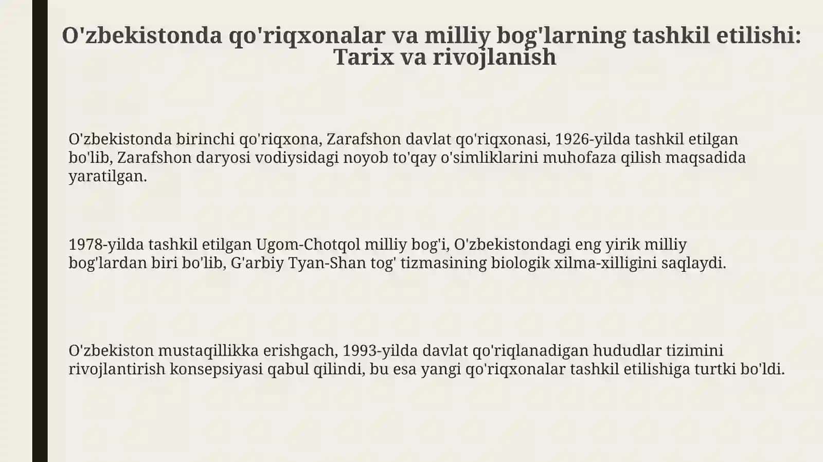 O‘zbekostonda tashkil etilgan qo‘riqxonalar va buyurtmalar 3