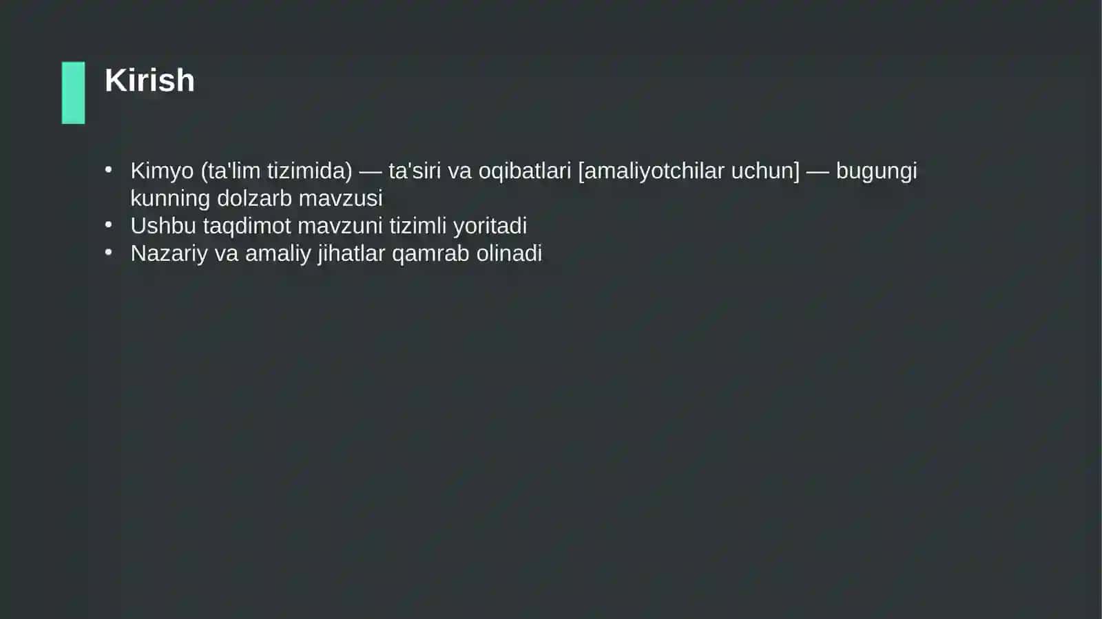 Kimyo (ta'lim tizimida) — ta'siri va oqibatlari [amaliyotchilar uchun] 3