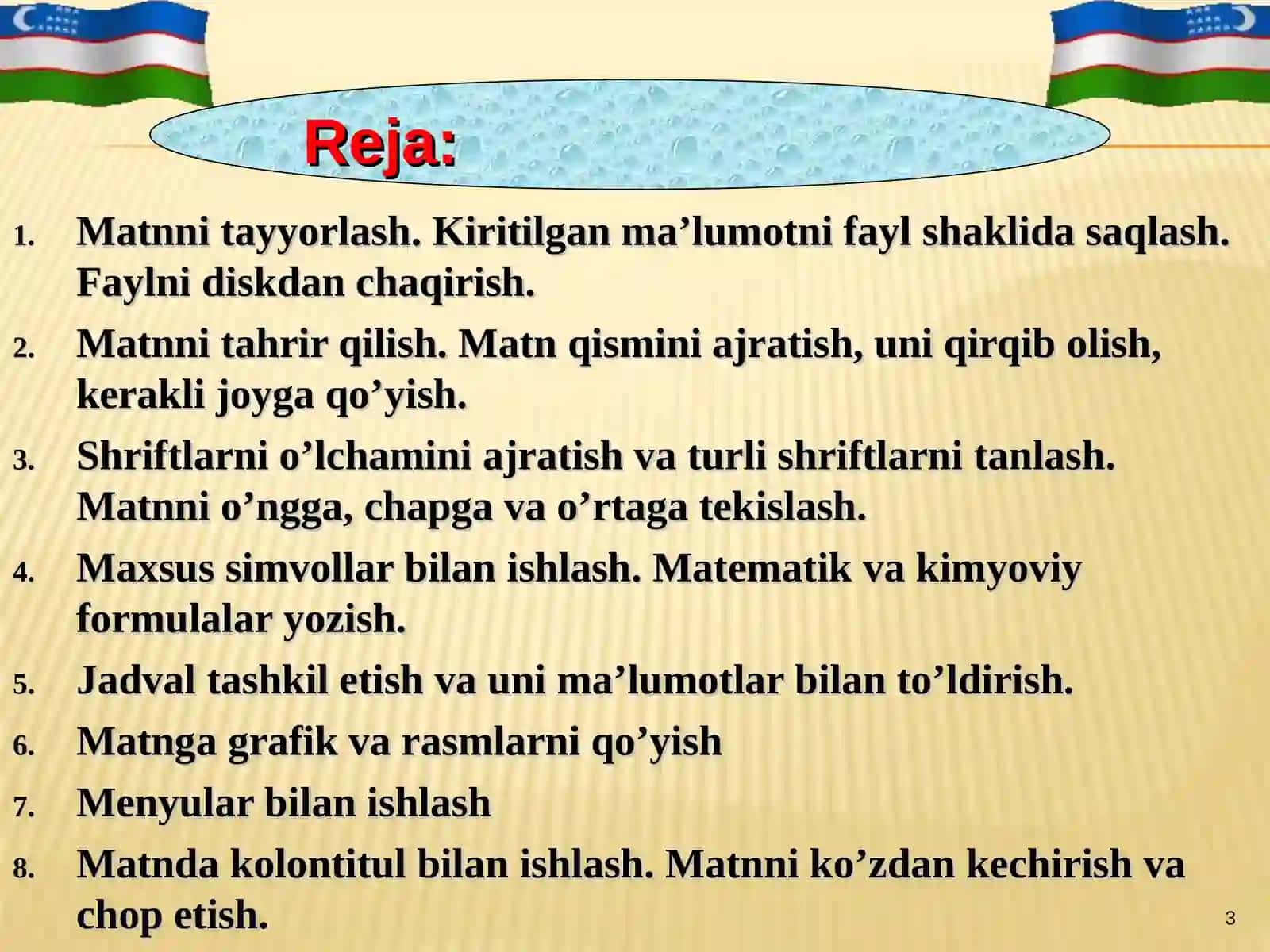 Matnli hujjat muharrirlari (Word) va hujjatlarni tahrirlashni avtomatlashtirish 3