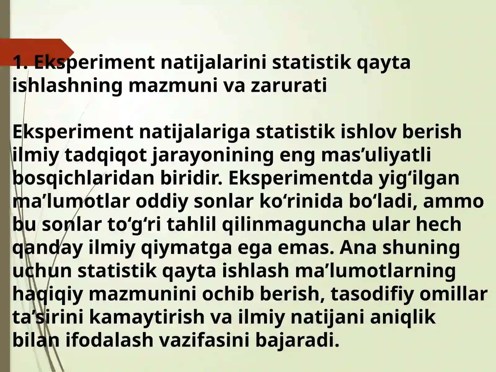 Eksperiment natijalariga statistik ishlov berish 3
