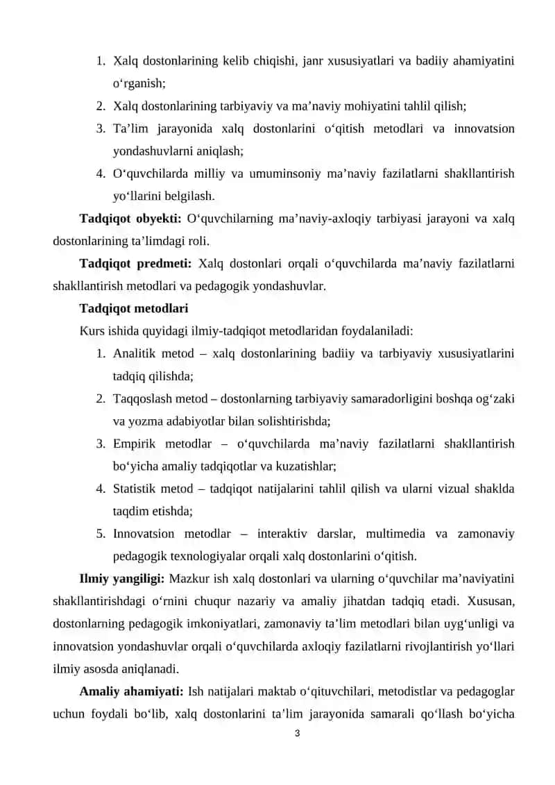 XALQ DOSTONLARINING O'QUVCHILAR MANAVIYATINI SHAKLLANTIRISHDAGI NAZARIY ASOSLARI 3