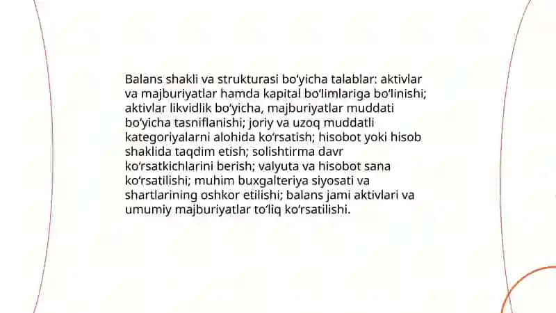 Balansga qo’yiladigan xalqaro va milliy talablari 3