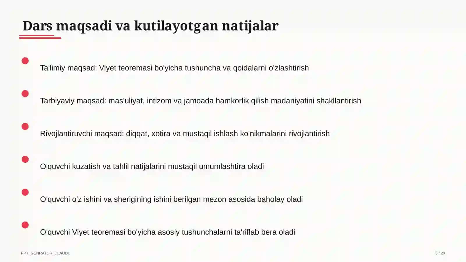 Viyet teoremasi (8-sinf) 3