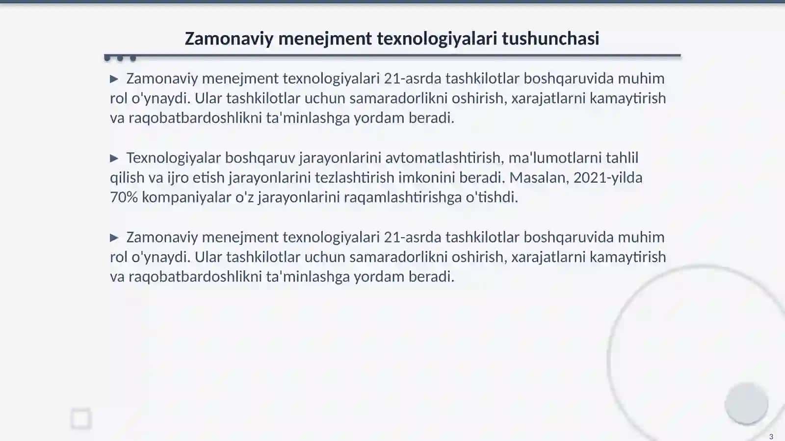 Zamonaviy Menejment Texnologiyalari 3