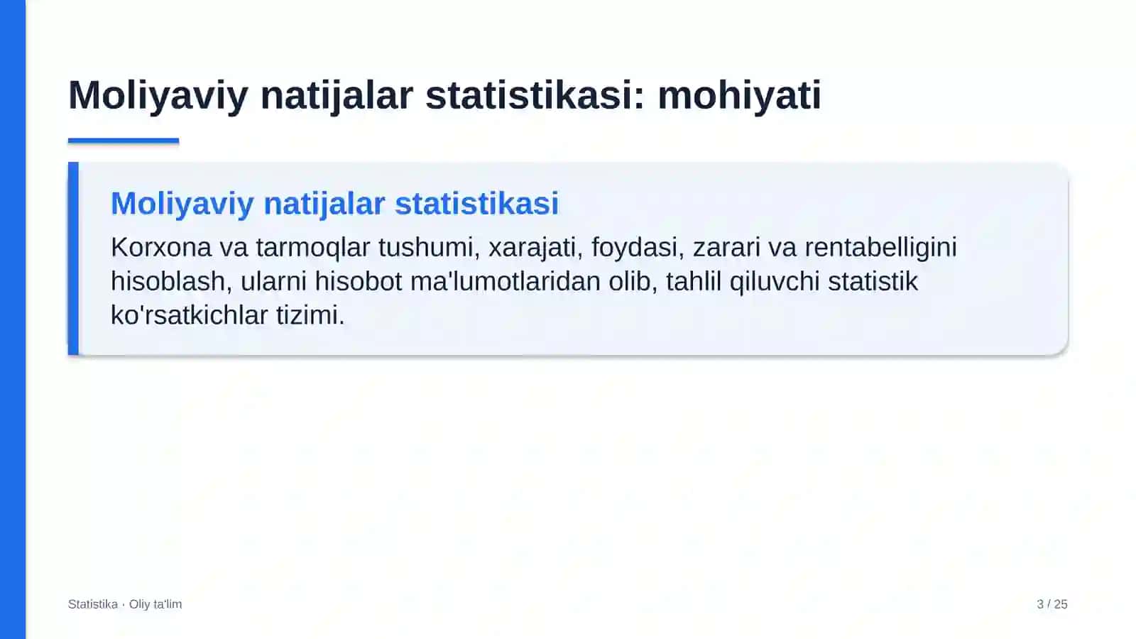 Moliyaviy natijalar statistikasi: mohiyati 3